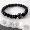 Gunmetal Lion | Matte Black Agate | Kingdom Bead Bracelet | Engravable