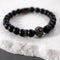 Gunmetal Lion | Matte Black Agate | Kingdom Bead Bracelet | Engravable