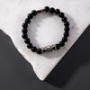 Silver Crown | Matte Black Agate | Kingdom Bead Bracelet | Engravable