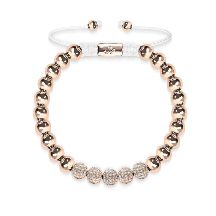  18k Rose Gold | Crystal Pave Ball Bracelet | White