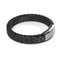 Silver | Black Leather Engravable Bracelet | Deluxe