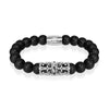 Silver Crown | Matte Black Agate | Kingdom Bead Bracelet | Engravable