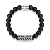 Silver Crown | Matte Black Agate | Kingdom Bead Bracelet | Engravable