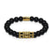 18k Gold Crown | Matte Black Agate | Men's Kingdom Bead Bracelet | Engravable