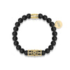 18k Gold Crown | Matte Black Agate | Kingdom Bead Bracelet | Engravable