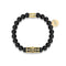 18k Gold Crown | Matte Black Agate | Kingdom Bead Bracelet | Engravable