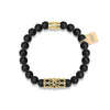 18k Gold Crown | Matte Black Agate | Kingdom Bead Bracelet | Engravable