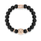 18k Rose Gold Lion | Matte Black Agate | Kingdom Bead Bracelet | Engravable