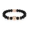 18k Rose Gold Lion | Matte Black Agate | Kingdom Bead Bracelet | Engravable