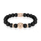 18k Rose Gold Lion | Matte Black Agate | Kingdom Bead Bracelet | Engravable