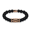 18k Rose Gold Crown | Matte Black Agate | Men's Kingdom Bead Bracelet | Engravable