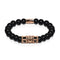 18k Rose Gold Crown | Matte Black Agate | Men's Kingdom Bead Bracelet | Engravable
