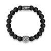 Gunmetal Lion | Matte Black Agate | Kingdom Bead Bracelet | Engravable
