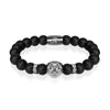 Gunmetal Lion | Matte Black Agate | Kingdom Bead Bracelet | Engravable
